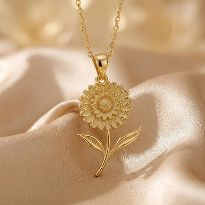 Marigold Flower Necklace | 18K Gold Plated Silver | Botanical Birth Flower Design | Meaningful October Gift