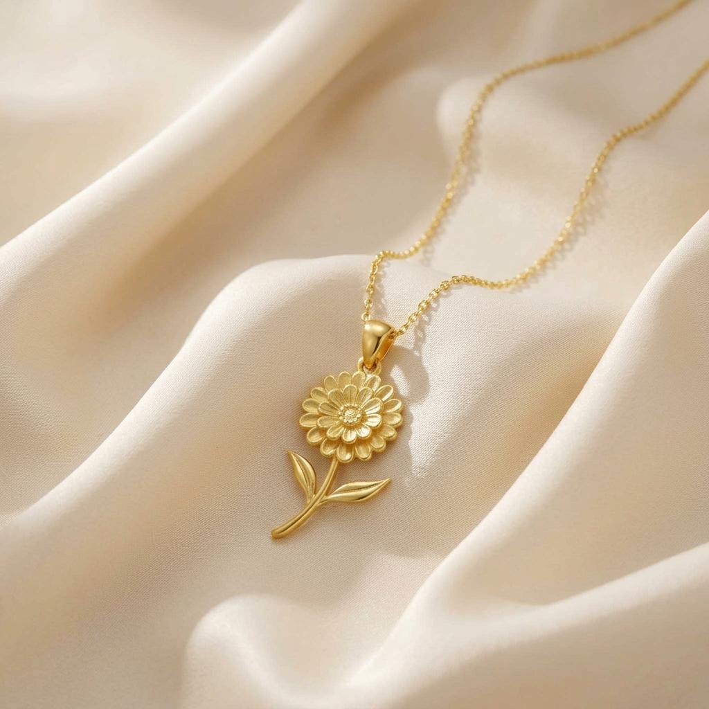 Zinnia Flower Necklace | 925 Sterling Silver | Botanical Floral Design | Meaningful Floral Gift