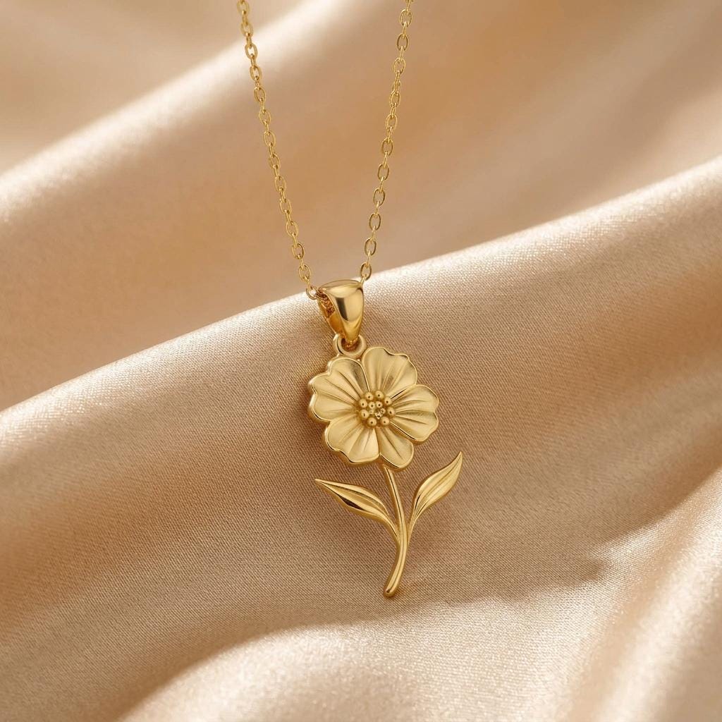 Petunia Flower Necklace | 925 Sterling Silver | Botanical Floral Symbolism | Meaningful Flower Gift