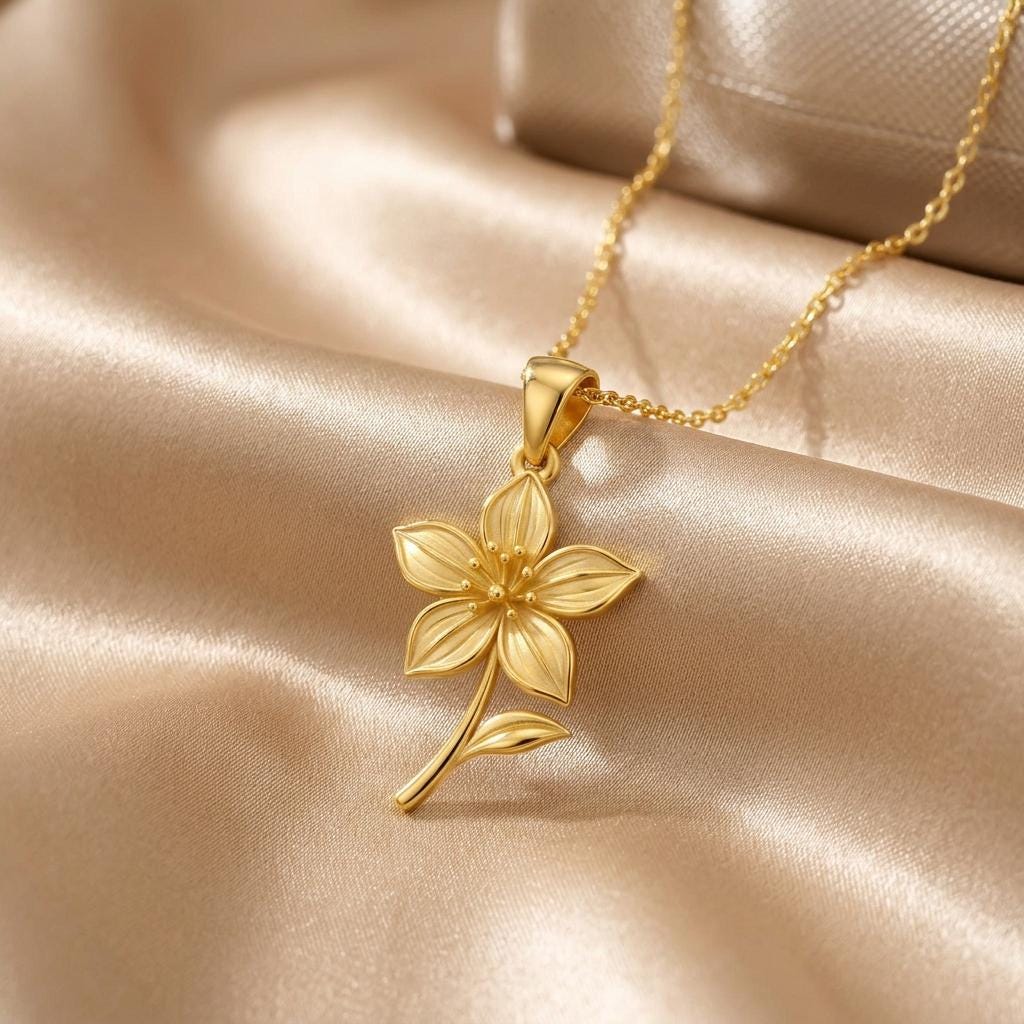 Clematis Flower Necklace | 925 Sterling Silver | Botanical Floral Symbolism | Meaningful Floral Gift