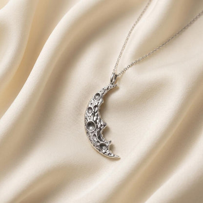 Moon Fragment Pendant | 925 Sterling Silver | Celestial Lunar Style | Thoughtful Gift for Her