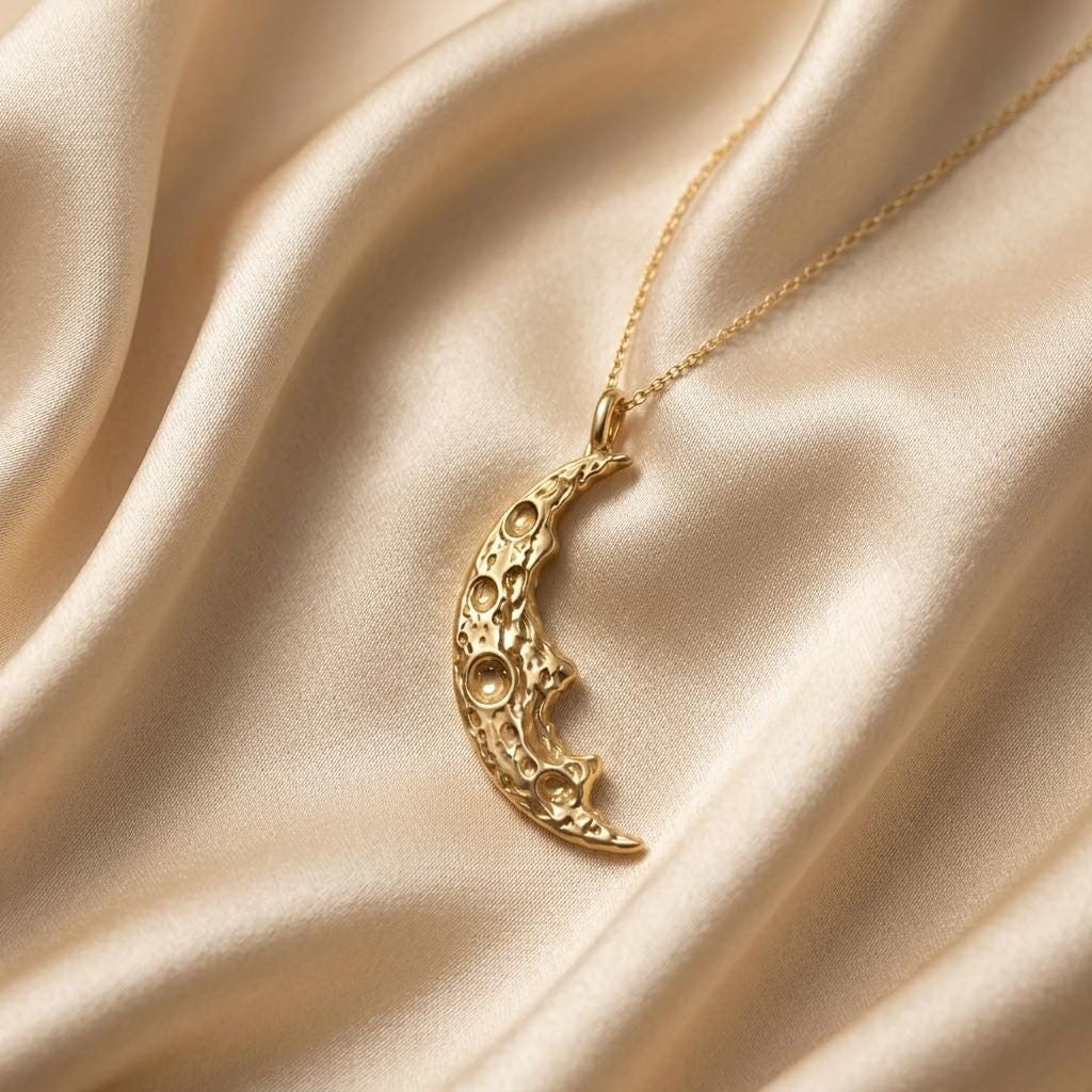 Moon Fragment Pendant | 925 Sterling Silver | Celestial Lunar Style | Thoughtful Gift for Her