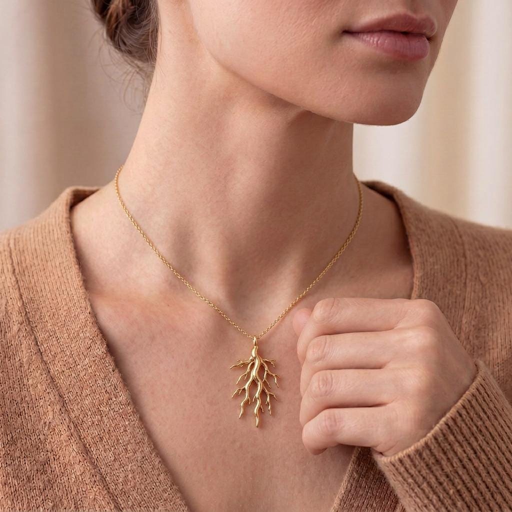 Sacred Root Necklace | 925 Sterling Silver | Nature Inspired Design | Symbolic Gift