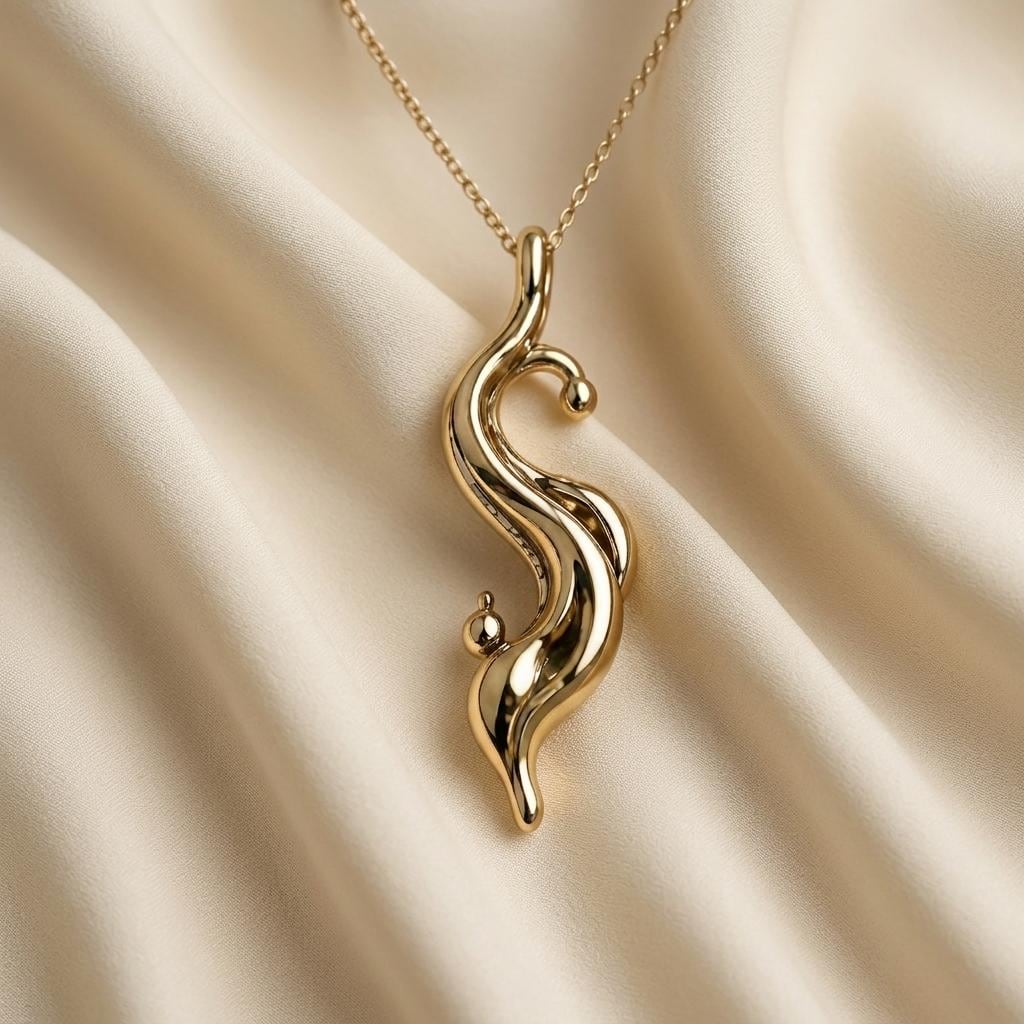 Tidal Drop Pendant Necklace | 925 Sterling Silver | Fluid Organic Design | Thoughtful Gift