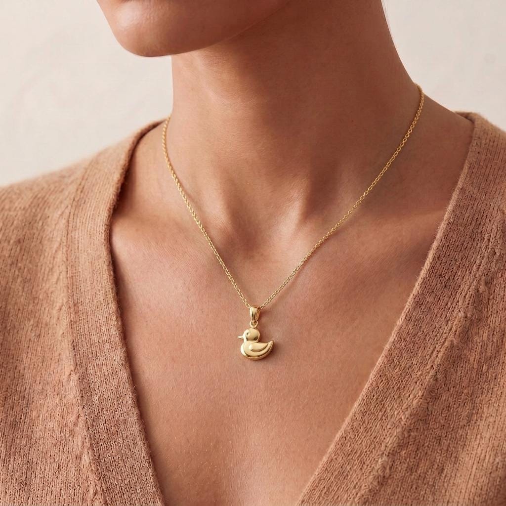 Duck Pendant Necklace | 925 Sterling Silver | Whimsical Animal Theme | Charming Keepsake Gift