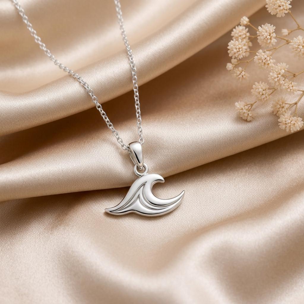 Sea Wave Necklace | 925 Sterling Silver | Oceanic Charm | Meaningful Keepsake