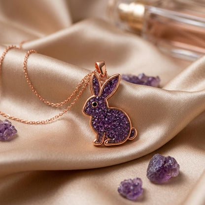 Amethyst Druzy Rabbit Necklace | Sterling Silver for Women | Whimsical Animal Jewelry | Thoughtful Gift for Her