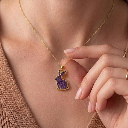 Amethyst Druzy Rabbit Necklace | Sterling Silver for Women | Whimsical Animal Jewelry | Thoughtful Gift for Her