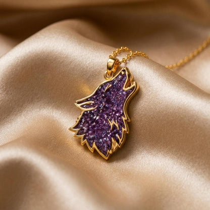 Amethyst Druzy Wolf Necklace | 925 Sterling Silver | Spiritual Animal Jewelry | Empowerment Gift