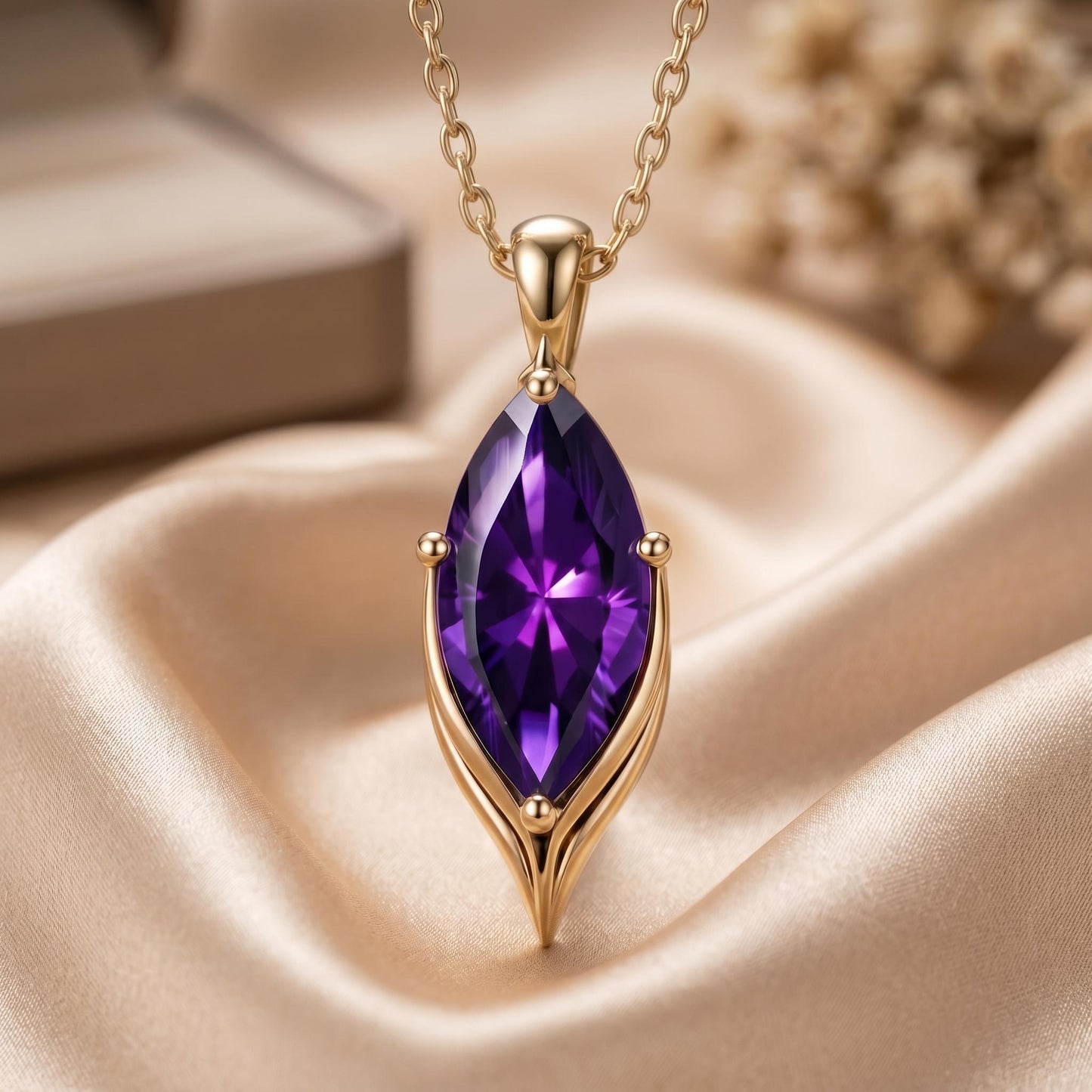 Marquis Birthstone Pendant Necklace | 925 Sterling Silver | Elegant Gemstone Jewelry | Meaningful Birthday Gift
