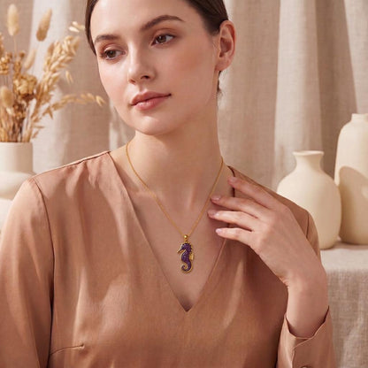 Amethyst Druzy Seahorse Necklace | 925 Sterling Silver | Oceanic Charm | Thoughtful Keepsake Gift