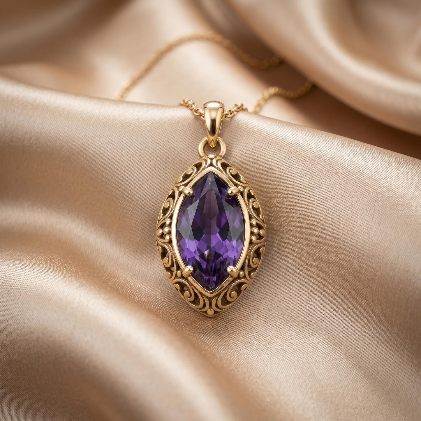 Queen’s Eye Birthstone Pendant Necklace | 925 Sterling Silver | Vintage Filigree Style | Meaningful Birthday Gift