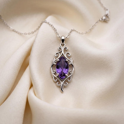 Custom Birthstone Necklace | 925 Sterling Silver | Vintage Filigree Design | Meaningful Personalized Gift