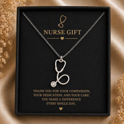 Stethoscope Charm Necklace | 925 Silver Medical Jewelry | Symbol of Care & Healing | Graduation Gift for Nurse or Doctor