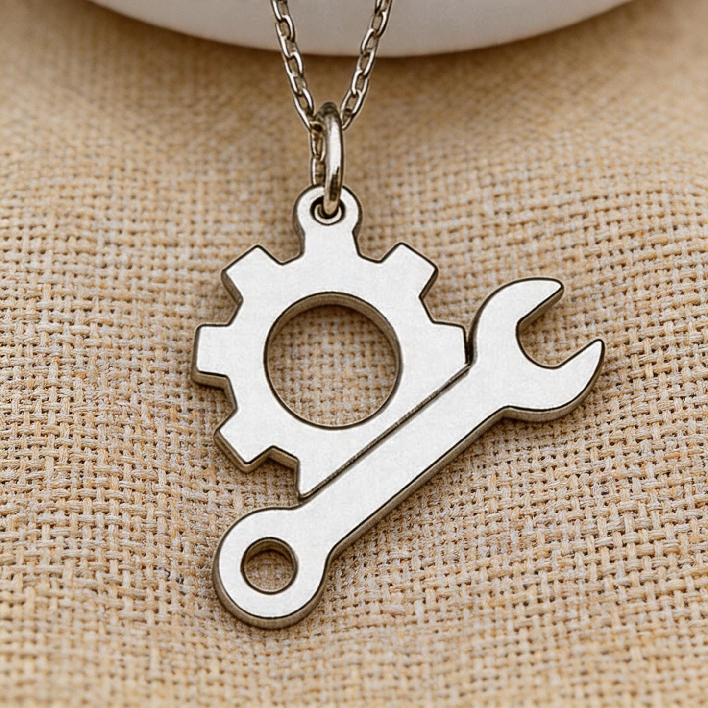 Engineer Gear and Wrench Necklace | 925 Sterling Silver Jewelry | Mechanics & Innovation Symbol Pendant | Meaningful Gift for Engineers