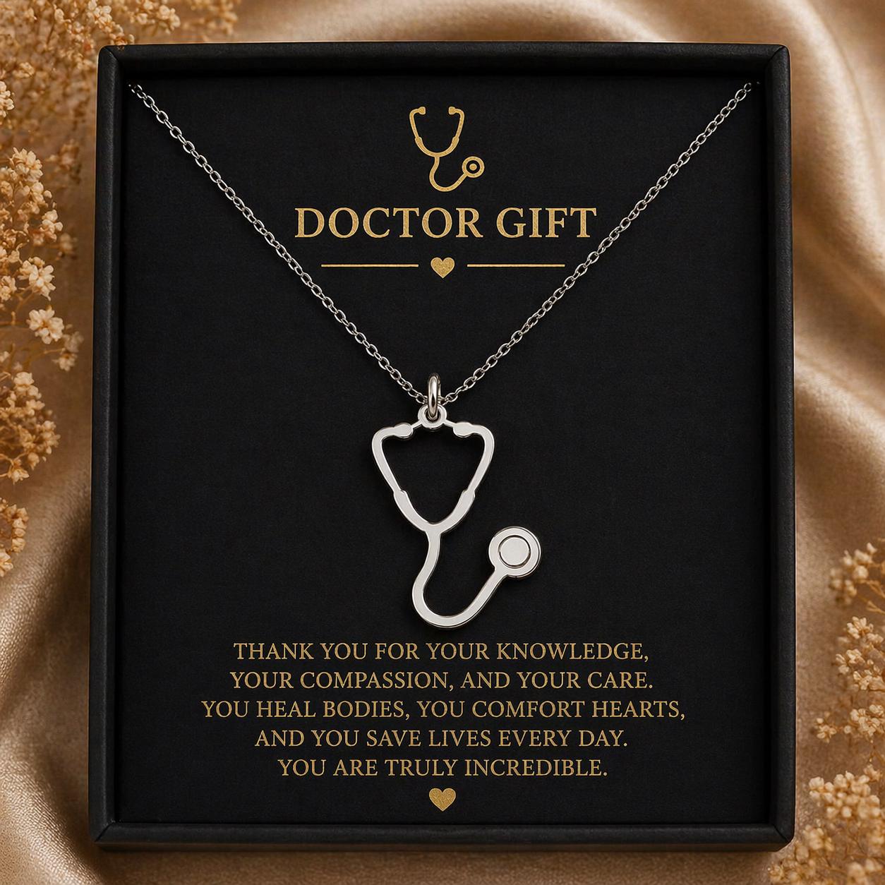 Stethoscope Pendant Necklace | Sterling Silver Jewelry for Nurses | Minimal Medical Symbol | Appreciation Gift for Doctor or Med Student