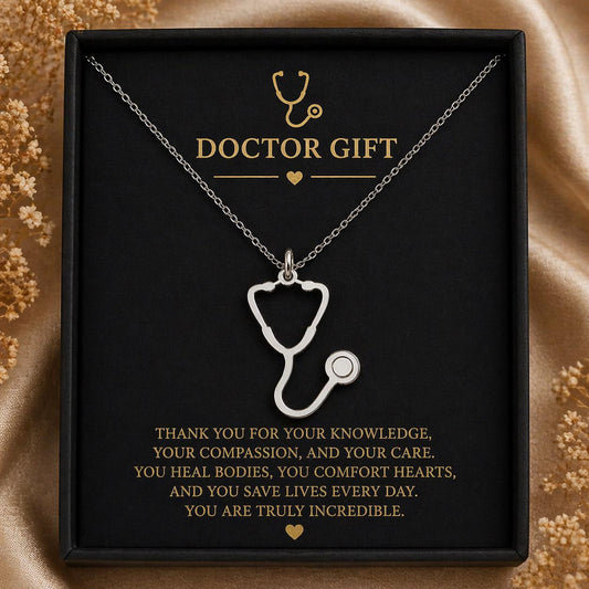 Stethoscope Pendant Necklace | Sterling Silver Jewelry for Nurses | Minimal Medical Symbol | Appreciation Gift for Doctor or Med Student