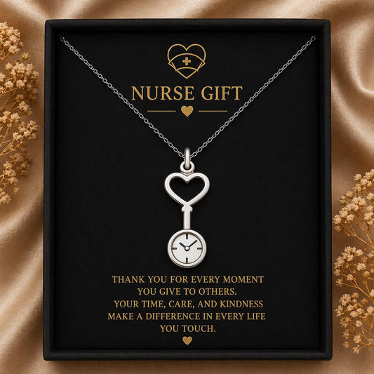 Nurse Watch Necklace | 925 Sterling Silver Jewelry | Care & Compassion Symbol Pendant | Meaningful Gift for Nurses