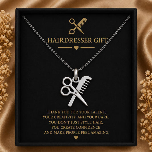 Hairdresser Scissors Comb Necklace | 925 Sterling Silver Jewelry | Minimalist Barber Symbol Pendant | Gift for Hairstylist