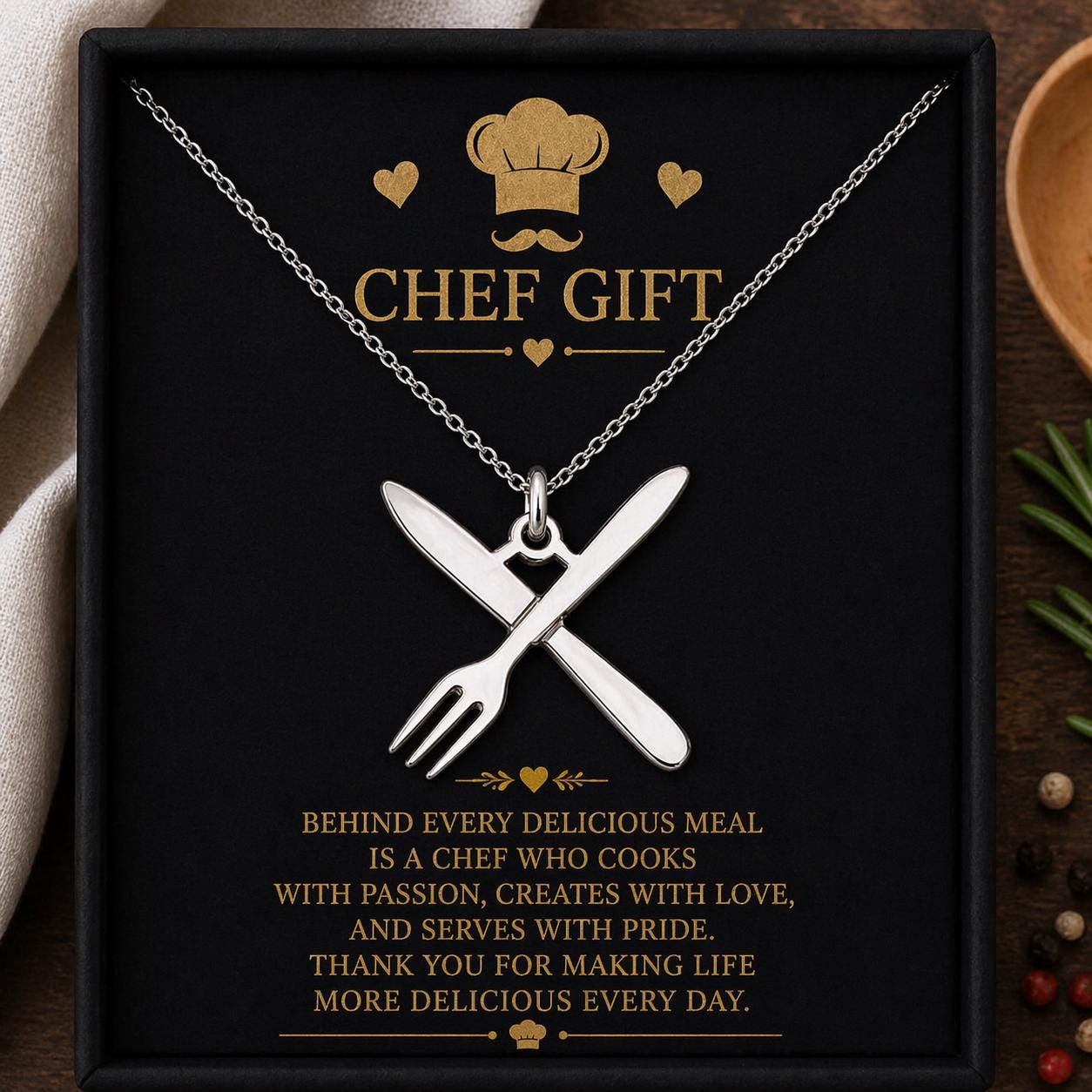 Chef Fork and Knife Necklace | 925 Sterling Silver Jewelry | Culinary & Gourmet Symbol Pendant | Meaningful Gift for Chefs