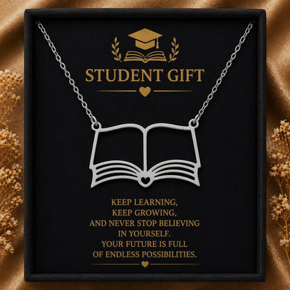 Custom Book Necklace | 925 Sterling Silver for Book Lovers | Minimal Literary Charm | Gift for Readers and Teachers