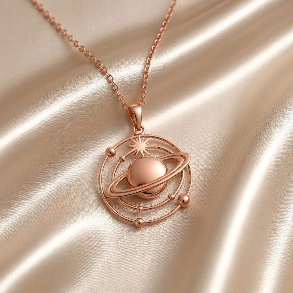 Saturn Orbit Necklace | 925 Sterling Silver for Her | Celestial Cosmic Design | Gift for Dreamers & Stargazers