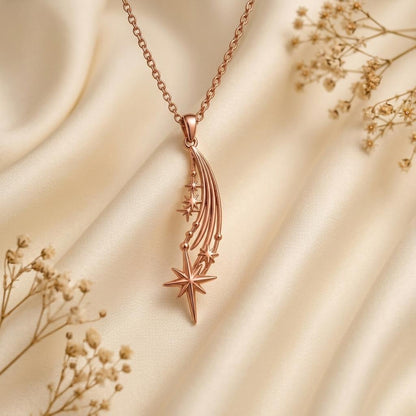 Falling Star Pendant | 925 Sterling Silver | Celestial Whimsical Charm | Wish & Inspiration Gift