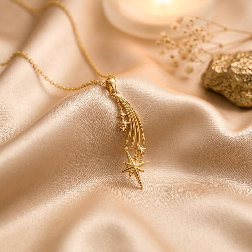 Falling Star Pendant | 925 Sterling Silver | Celestial Whimsical Charm | Wish & Inspiration Gift