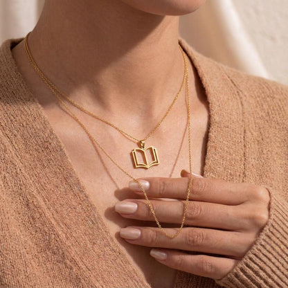 Open Book Necklace | 925 Sterling Silver for Readers | Minimal Literary Symbol | Meaningful Gift for Book Lovers