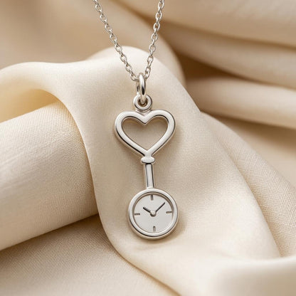 Nurse Watch Necklace | 925 Sterling Silver Jewelry | Care & Compassion Symbol Pendant | Meaningful Gift for Nurses