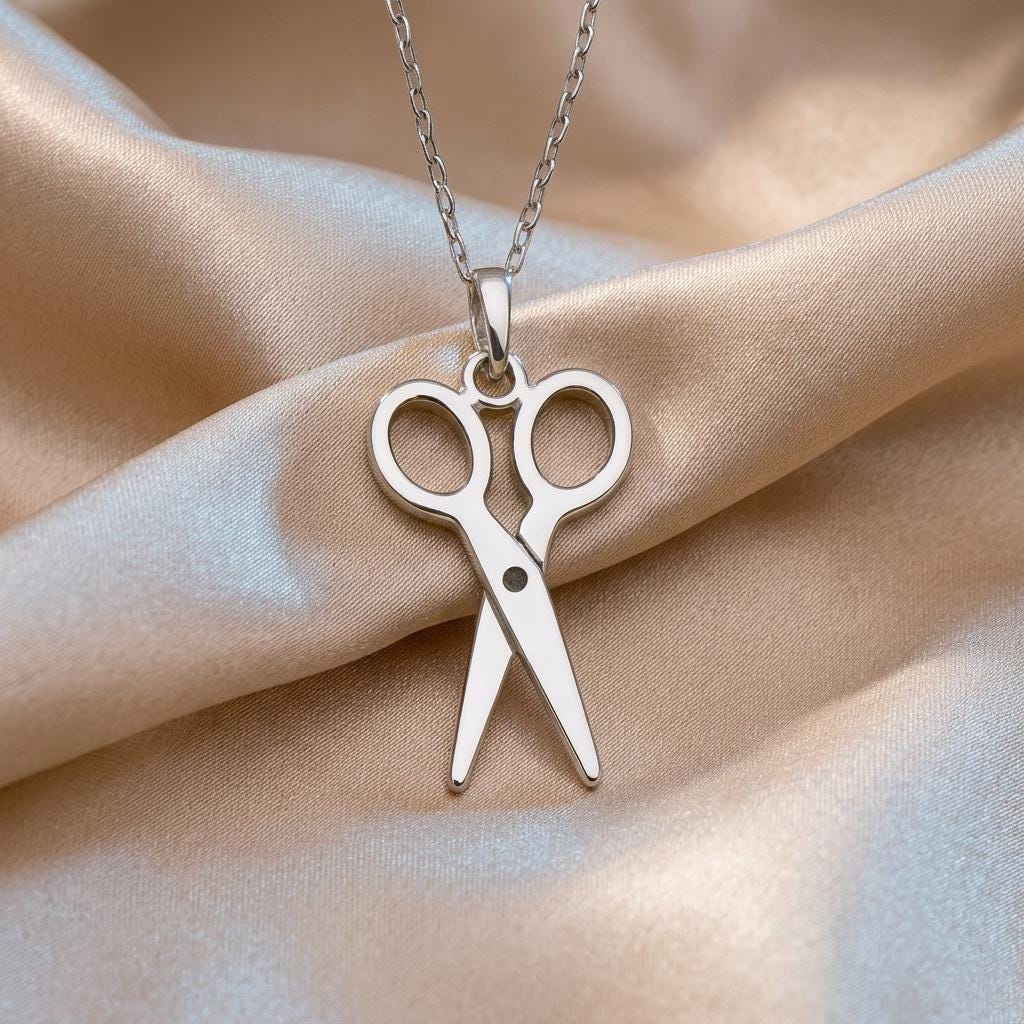 Scissors Necklace | 925 Sterling Silver Jewelry | Creativity & Craft Symbol Pendant | Meaningful Gift for Hairdressers