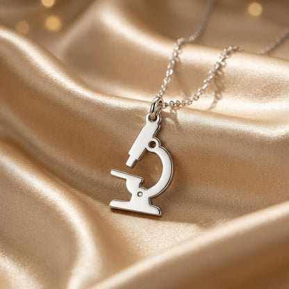 Microscope Necklace | 925 Sterling Silver Jewelry | Science & Laboratory Symbol Pendant | Meaningful Gift for Scientists