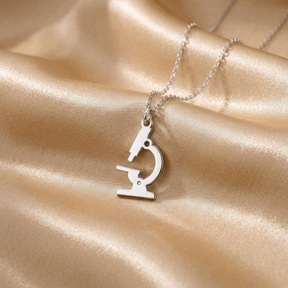 Microscope Necklace | 925 Sterling Silver Jewelry | Science & Laboratory Symbol Pendant | Meaningful Gift for Scientists