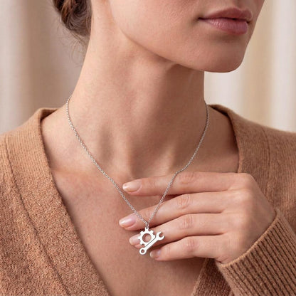 Engineer Gear and Wrench Necklace | 925 Sterling Silver Jewelry | Mechanics & Innovation Symbol Pendant | Meaningful Gift for Engineers