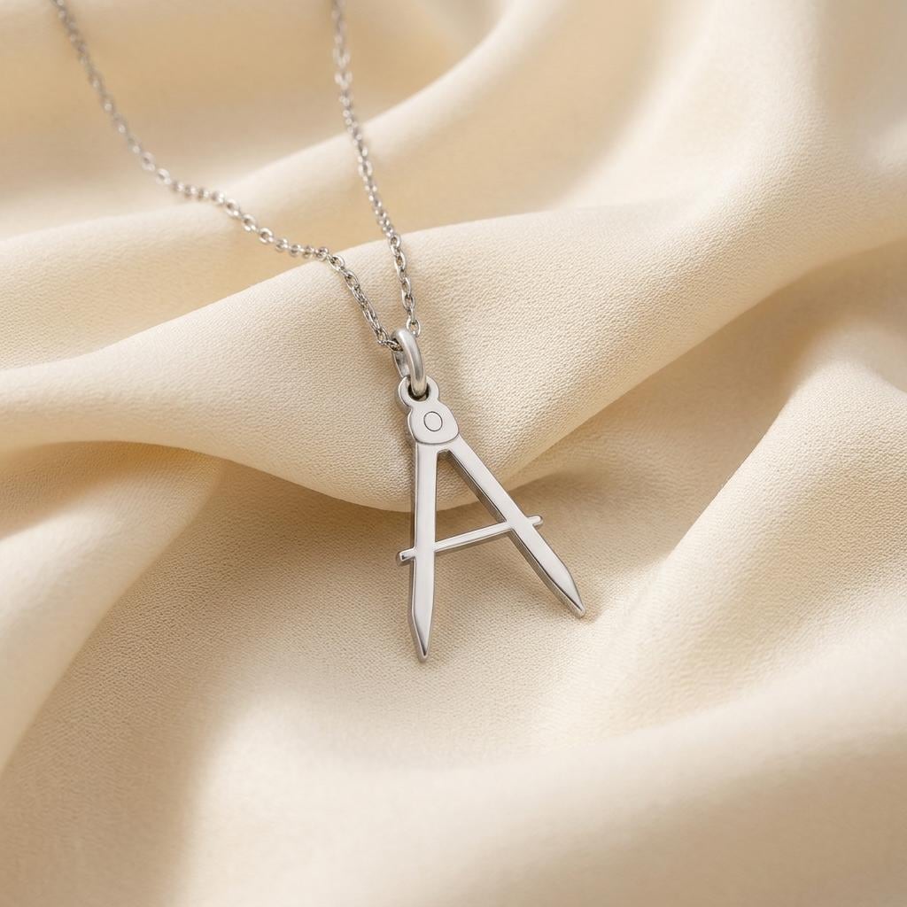 Architect Compass Necklace | 925 Sterling Silver Jewelry | Geometry Symbol Pendant | Meaningful Graduation Gift