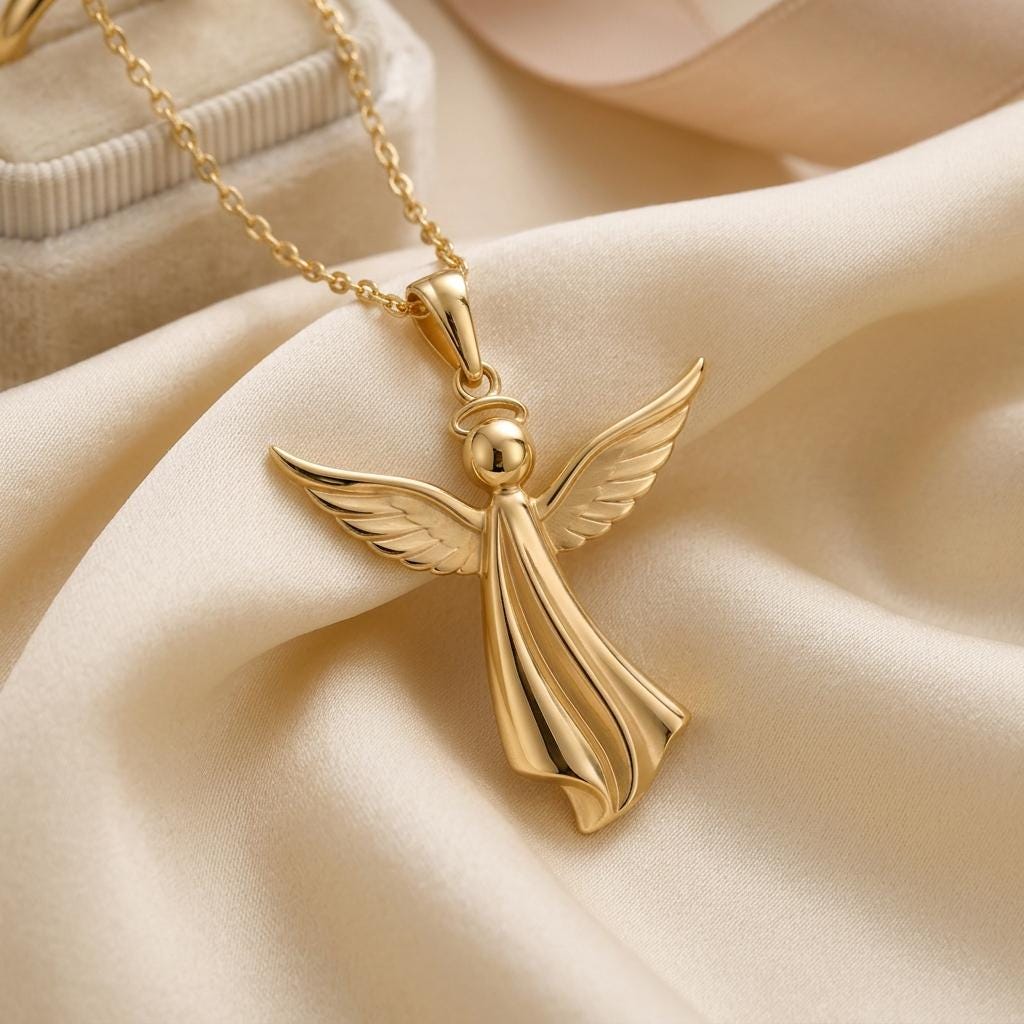 Sculpted Angel Pendant | 925 Sterling Silver | Guardian Angel Theme | Sympathy & Protection Gift