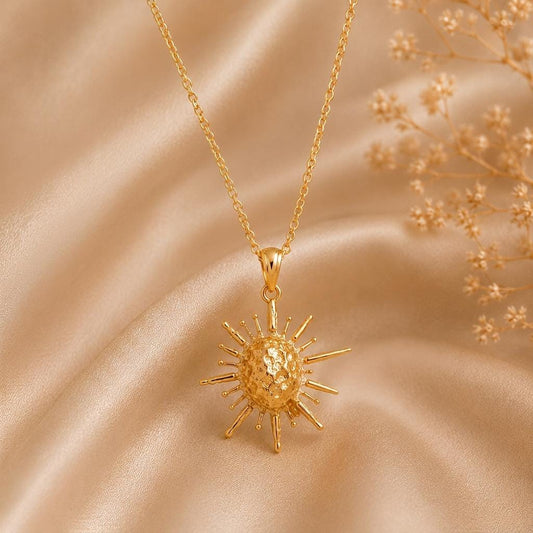Solar Fragment Necklace | 925 Sterling Silver | Textured Celestial Design | Meaningful Symbol of Light