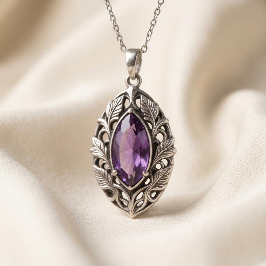Personalized Elven Amethyst Necklace | 925 Sterling Silver | Elven Fantasy Filigree | Thoughtful Birthday Gift
