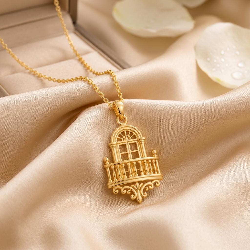 Royal Balcony Pendant | 925 Sterling Silver | Architectural Charm | Meaningful Keepsake Gift