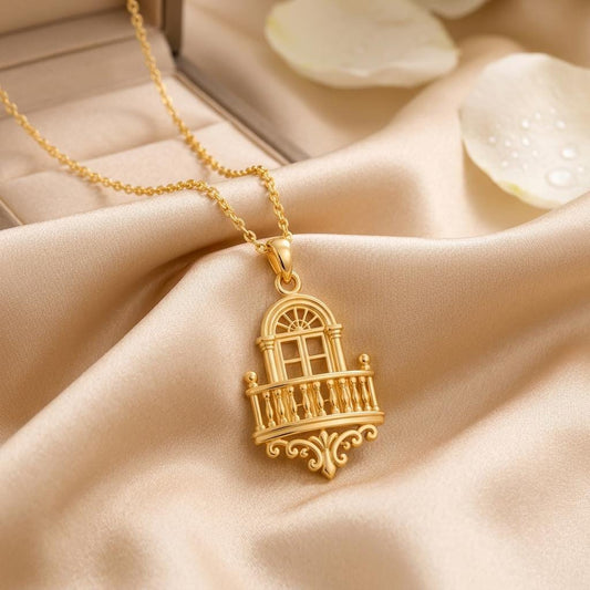 Royal Balcony Pendant | 925 Sterling Silver | Architectural Charm | Meaningful Keepsake Gift