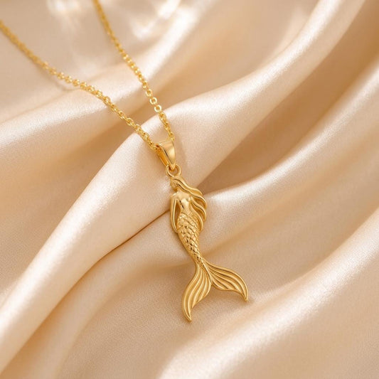 Mermaid Tail Silhouette Necklace | 925 Sterling Silver | Oceanic Fantasy | Thoughtful Gift for Her