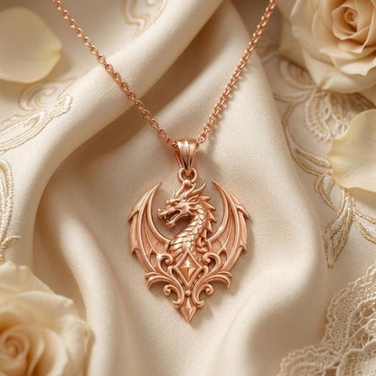 Dragon Crest Pendant | 925 Sterling Silver | Fantasy Dragon Theme | Gift for Fantasy Enthusiasts