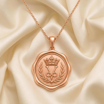 Crown Seal Pendant | 925 Sterling Silver | Regal Monogram Design | Empowerment Gift