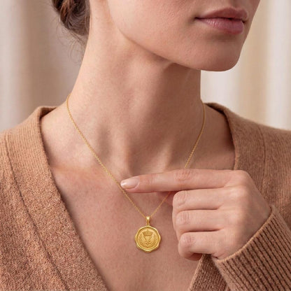 Crown Seal Pendant | 925 Sterling Silver | Regal Monogram Design | Empowerment Gift
