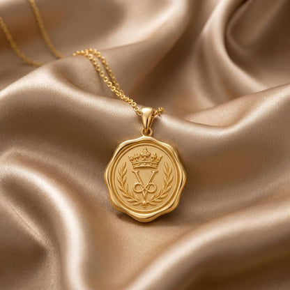 Crown Seal Pendant | 925 Sterling Silver | Regal Monogram Design | Empowerment Gift