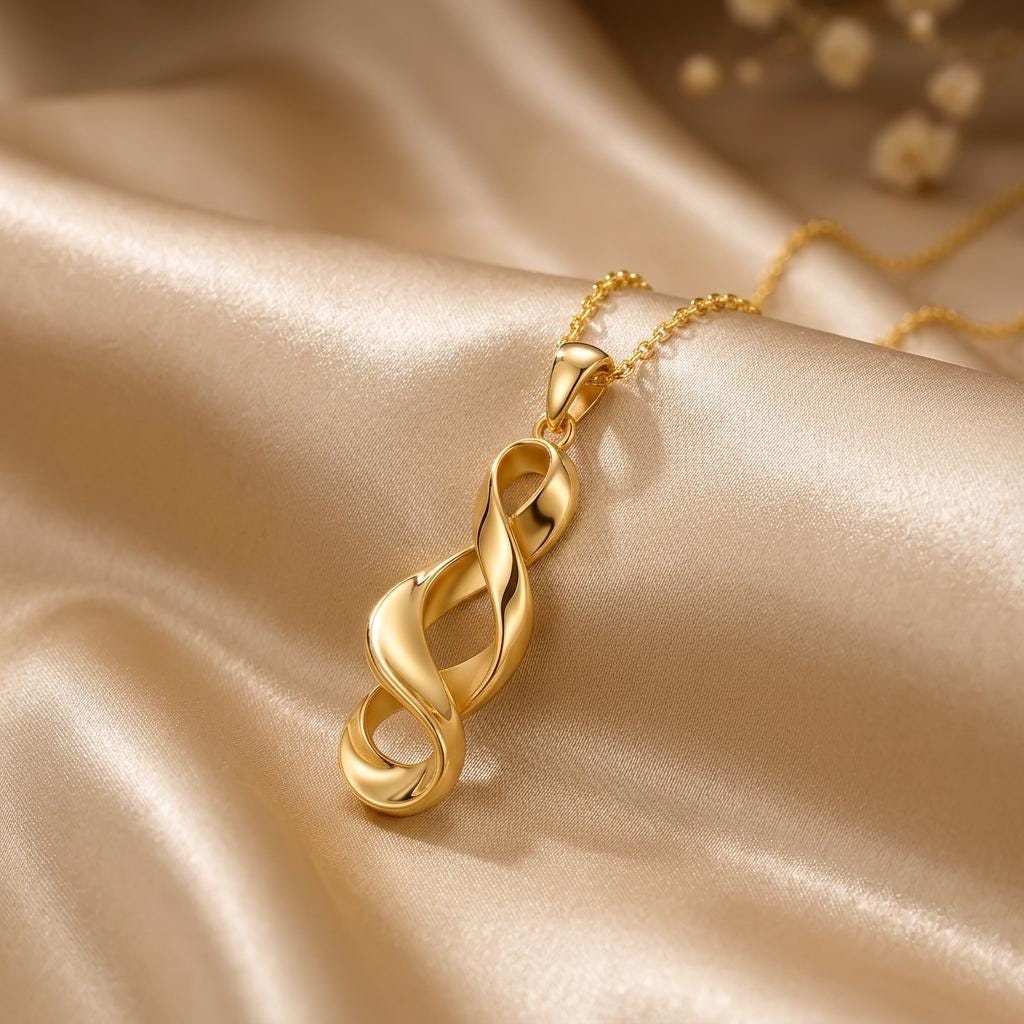 Sculptural Ribbon Necklace | 925 Sterling Silver | Modern Flowing Design | Thoughtful Gift for Her