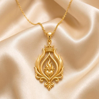 Regal Flame Necklace | 925 Sterling Silver | Symbolic Flame Design | Gift for Inner Strength