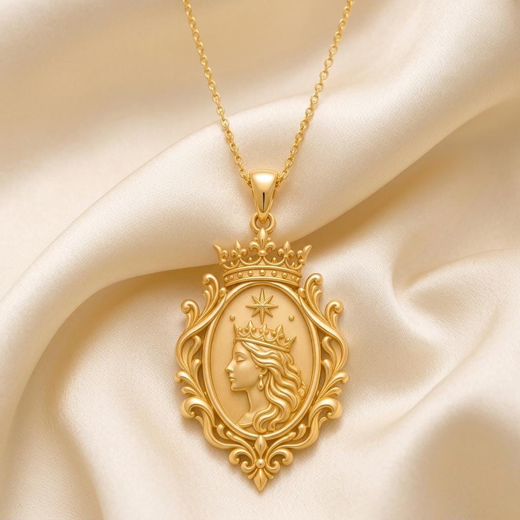 Queen Aura Pendant | 925 Sterling Silver | Regal Vintage Style | Empowerment Gift for Her