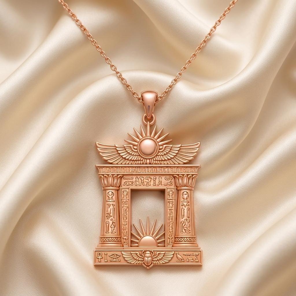 Egyptian Solar Gate Pendant | 925 Sterling Silver | Ancient Egyptian Theme | Spiritual Protection Gift