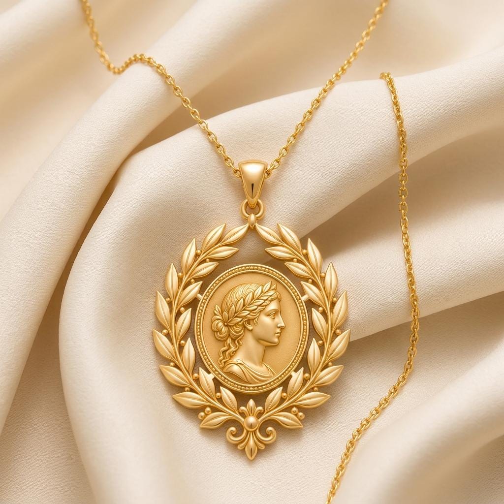 Roman Laurel Pendant | 925 Sterling Silver Jewelry | Classical Roman Theme | Victory & Achievement Gift